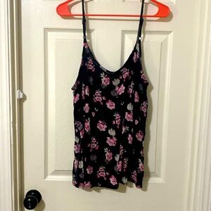 Torrid Black and Pink Flora Tank Top Size 2
